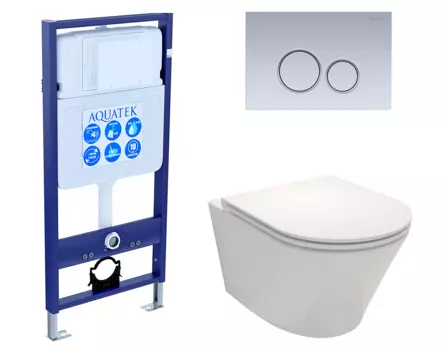 Комплект 3 в 1 инсталляция Акватек Standart 50 + Унитаз подвесной Jacob Delafon Rodin+ EDY102-00 с кнопкой хром матовой INS-0000012 + EDY102-00 + KDI-0000019