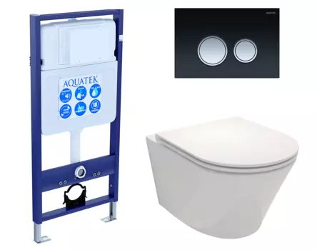 Комплект 3 в 1 инсталляция Акватек Standart 50 + Унитаз подвесной Jacob Delafon Rodin+ EDY102-00 с кнопкой черной хром INS-0000012 + EDY102-00 9 KDI-0000020