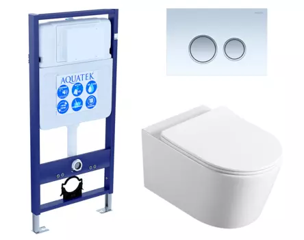 Комплект 3 в 1 инсталляция Акватек Standart 50 + Унитаз Vincea Cute VT1-24 с кнопкой белой хром INS-0000012 + VT1-24 + KDI-0000028