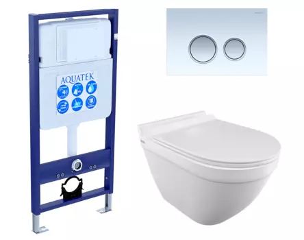 Комплект 3 в 1 инсталляция Акватек Standart 50 + Унитаз подвесной Iddis Cloud CLORDSEi25 с кнопкой белой хром INS-0000012 + CLORDSEi25 + KDI-0000028