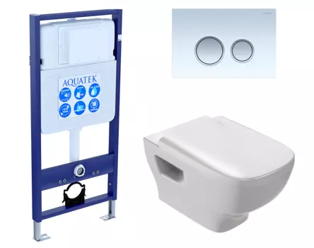 Комплект 3 в 1 инсталляция Акватек Standart 50 + Унитаз подвесной Jacob Delafon Struktura EDE102-00 с кнопкой белой хром INS-0000012 + EDE102-00 + E20606-00 + KDI-0000028