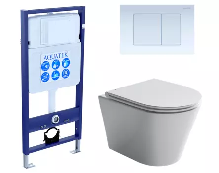 Комплект 3 в 1 инсталляция Акватек Standart 50 + Унитаз подвесной Ceramica Nova Forma CN3011 с кнопкой белой INS-0000012 + CN3011 + KDI-0000009