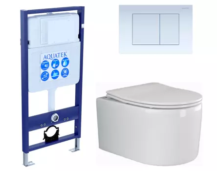 Комплект 3 в 1 инсталляция Акватек Standart 50 + Унитаз подвесной Ceramica Nova Moments CN3003 с кнопкой белой INS-0000012 + CN3003 + KDI-0000009