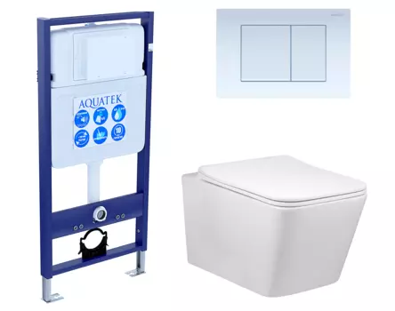 Комплект 3 в 1 инсталляция Акватек Standart 50 + Унитаз Vincea Q-Line VT1-12 с кнопкой белой INS-0000012 + VT1-12 + KDI-0000009