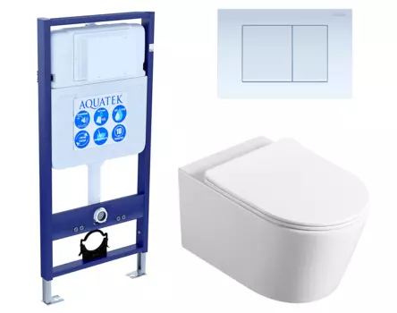Комплект 3 в 1 инсталляция Акватек Standart 50 + Унитаз Vincea Cute VT1-24 с кнопкой белой INS-0000012 + VT1-24 + KDI-0000009