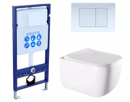 Комплект 3 в 1 инсталляция Акватек Standart 50 + Унитаз подвесной Vincea Form VT1-35 с кнопкой белой INS-0000012 + VT1-35 + KDI-0000009