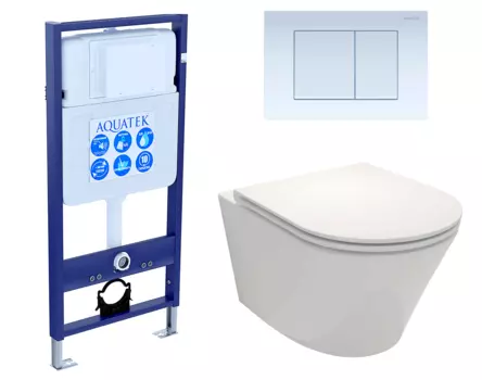 Комплект 3 в 1 инсталляция Акватек Standart 50 + Унитаз подвесной Jacob Delafon Rodin+ EDY102-00 с кнопкой белой INS-0000012 + EDY102-00 + KDI-0000009