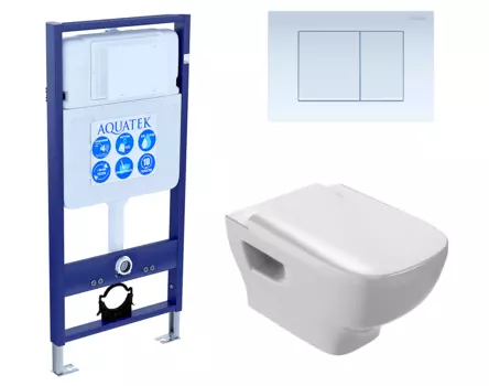 Комплект 3 в 1 инсталляция Акватек Standart 50 + Унитаз подвесной Jacob Delafon Struktura EDE102-00 с кнопкой белой INS-0000012 + EDE102-00 + E20606-00 + KDI-0000009
