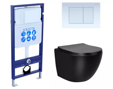 Комплект 3 в 1 инсталляция Акватек Standart 50 + Унитаз Vincea Globo VT1-14MB черный с кнопкой белой INS-0000012 + VT1-14MB + KDI-0000009