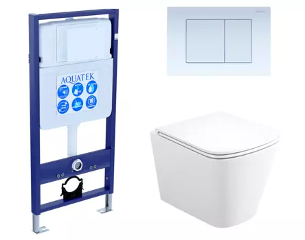 Комплект 3 в 1 инсталляция Акватек Standart 50 + Унитаз подвесной Enio Binario EN4215896 с кнопкой белой INS-0000012 + EN4215896 + KDI-0000009