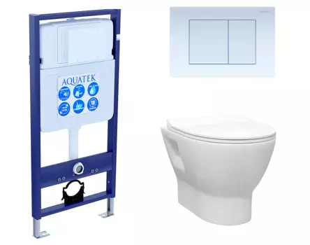 Комплект 3 в 1 инсталляция Акватек Standart 50 + Унитаз подвесной Enio Nativo EN1270551 с кнопкой белой INS-0000012 + EN1270551 + KDI-0000009