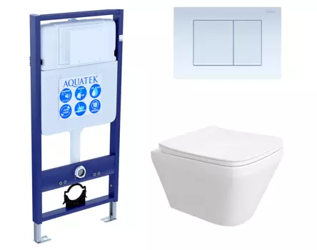 Комплект 3 в 1 инсталляция Акватек Standart 50 + Унитаз подвесной Enio Vicino EN9170544 с кнопкой белой INS-0000012 + EN9170544 + KDI-0000009