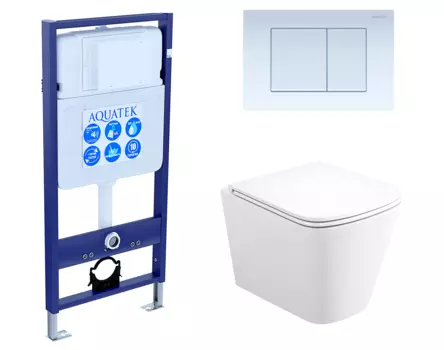 Комплект 3 в 1 инсталляция Акватек Standart 50 + Унитаз подвесной Enio Binario Tornado EN4180237 с кнопкой белой INS-0000012 + EN4180237 + KDI-0000009
