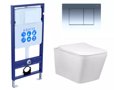 Комплект 3 в 1 инсталляция Акватек Standart 50 + Унитаз Vincea Q-Line VT1-12 с кнопкой хром INS-0000012 + VT1-12 + KDI-0000010