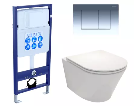 Комплект 3 в 1 инсталляция Акватек Standart 50 + Унитаз подвесной Jacob Delafon Rodin+ EDY102-00 с кнопкой хром INS-0000012 + EDY102-00 + KDI-0000010