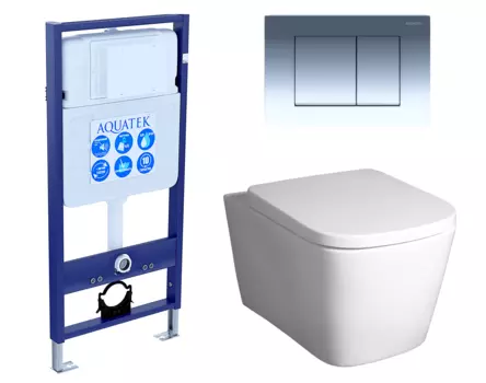 Комплект 3 в 1 инсталляция Акватек Standart 50 + Унитаз подвесной BelBagno Albano BB120CHR с кнопкой хром INS-0000012 + BB120CHR + BB120SC + KDI-0000010