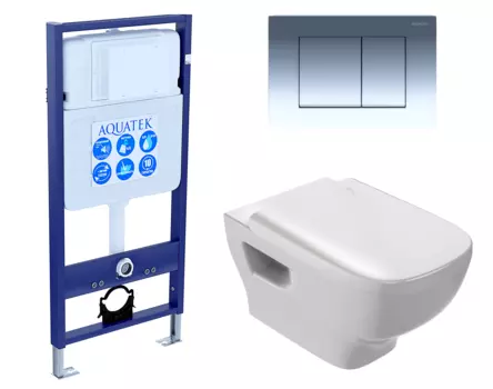 Комплект 3 в 1 инсталляция Акватек Standart 50 + Унитаз подвесной Jacob Delafon Struktura EDE102-00 с кнопкой хром INS-0000012 + EDE102-00 + E20606-00 + KDI-0000010