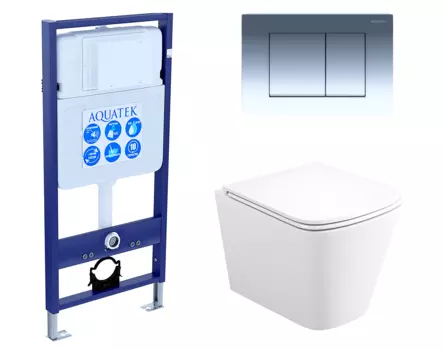 Комплект 3 в 1 инсталляция Акватек Standart 50 + Унитаз подвесной Enio Binario EN4215896 с кнопкой хром INS-0000012 + EN4215896 + KDI-0000010