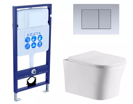 Комплект 3 в 1 инсталляция Акватек Standart 50 + Подвесной унитаз CeruttiSpa Marmolada aria CT7778 с кнопкой хром INS-0000012 + 7778 + KDI-0000010