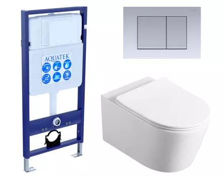 Комплект 3 в 1 инсталляция Акватек Standart 50 + Унитаз Vincea Cute VT1-24 с кнопкой хром матовой INS-0000012 + VT1-24 + KDI-0000011