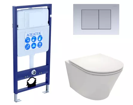 Комплект 3 в 1 инсталляция Акватек Standart 50 + Унитаз подвесной Jacob Delafon Rodin+ EDY102-00 с кнопкой хром матовой INS-0000012 + EDY102-00 + KDI-0000011