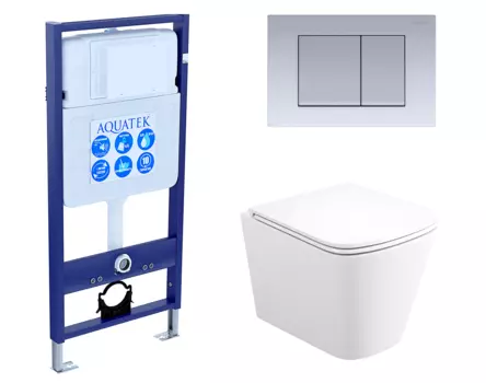 Комплект 3 в 1 инсталляция Акватек Standart 50 + Унитаз подвесной Enio Binario EN4215896 с кнопкой хром матовой INS-0000012 + EN4215896 + KDI-0000011