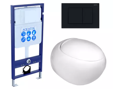 Комплект 3 в 1 инсталляция Акватек Standart 50 + Подвесной унитаз WeltWasser Jeckenbach с кнопкой черной INS-0000012 + 10000003809 + KDI-0000012