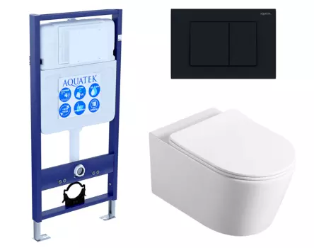 Комплект 3 в 1 инсталляция Акватек Standart 50 + Унитаз Vincea Cute VT1-24 с кнопкой черной INS-0000012 + VT1-24 + KDI-0000012