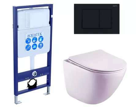 Комплект 3 в 1 инсталляция Акватек Standart 50 + Унитаз подвесной Esbano Lotus ESUPLOTUW с кнопкой черной INS-0000012 + ESUPLOTUW + KDI-0000012
