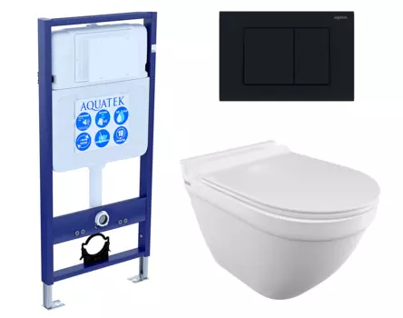 Комплект 3 в 1 инсталляция Акватек Standart 50 + Унитаз подвесной Iddis Cloud CLORDSEi25 с кнопкой черной INS-0000012 + CLORDSEi25 + KDI-0000012