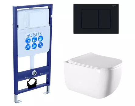 Комплект 3 в 1 инсталляция Акватек Standart 50 + Унитаз подвесной Vincea Form VT1-35 с кнопкой черной INS-0000012 + VT1-35 + KDI-0000012