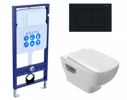 Комплект 3 в 1 инсталляция Акватек Standart 50 + Унитаз подвесной Jacob Delafon Struktura EDE102-00 с кнопкой черной INS-0000012 + EDE102-00 + E20606-00 + KDI-0000012