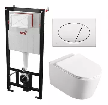 Комплект 3 в 1 инсталляция AlcaPlast AM101/1120-3:1 RU M70-0001 + Унитаз Vincea Cute VT1-24 + кнопка белая