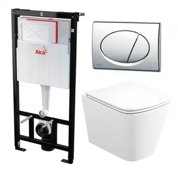 Комплект 3 в 1 инсталляция AlcaPlast AM101/1120-3:1 RU M71-0001 + Унитаз подвесной Enio Binario + кнопка хром