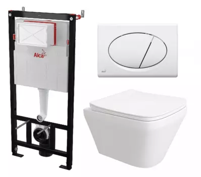 Комплект 3 в 1 инсталляция AlcaPlast AM101/1120-3:1 RU M70-0001 + Унитаз подвесной Enio Vicino EN9170544 + кнопка белая