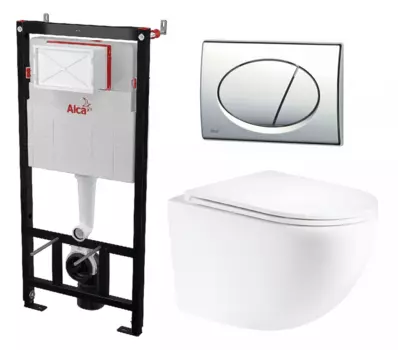 Комплект 3 в 1 инсталляция AlcaPlast AM101/1120-3:1 RU M71-0001 + Унитаз подвесной Enio Unico Tornado EN2105073 + кнопка хром