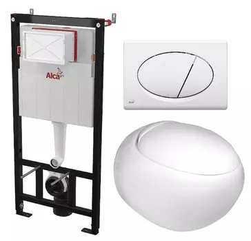 Комплект 3 в 1 инсталляция AlcaPlast + Подвесной унитаз WeltWasser Jeckenbach + кнопка белая