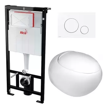 Комплект 3 в 1 инсталляция AlcaPlast + Подвесной унитаз WeltWasser Jeckenbach + кнопка белая