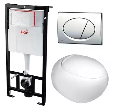 Комплект 3 в 1 инсталляция AlcaPlast + Подвесной унитаз WeltWasser Jeckenbach + кнопка хром