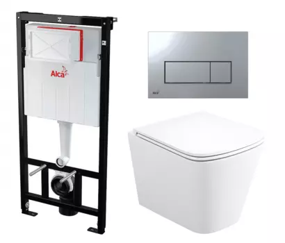 Комплект 3 в 1 инсталляция AlcaPlast + Унитаз подвесной Enio Binario Tornado EN4180237 + кнопка хром
