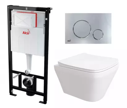 Комплект 3 в 1 инсталляция AlcaPlast + Унитаз подвесной Enio Vicino EN9170544 + кнопка хром