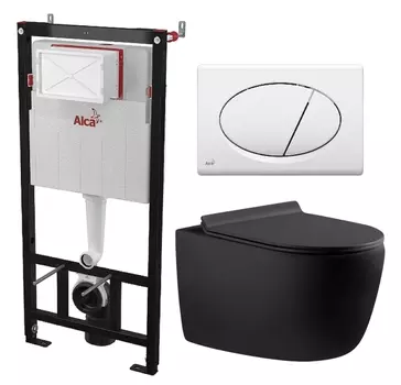Комплект 3 в 1 инсталляция AlcaPlast + Унитаз подвесной Aquanet Cetus 287008 + кнопка белая