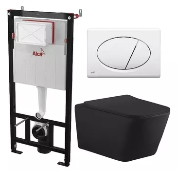 Комплект 3 в 1 инсталляция AlcaPlast + Унитаз подвесной Aquanet Tavr-W BW 287011 + кнопка белая