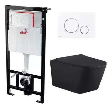 Комплект 3 в 1 инсталляция AlcaPlast + Унитаз подвесной Aquanet Tavr-W BW 287011 + кнопка белая