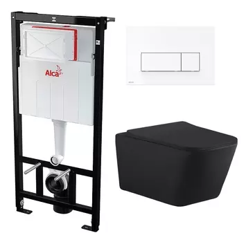 Комплект 3 в 1 инсталляция AlcaPlast + Унитаз подвесной Aquanet Tavr-W BW 287011 + кнопка белая