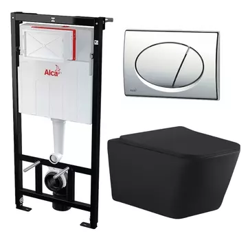 Комплект 3 в 1 инсталляция AlcaPlast + Унитаз подвесной Aquanet Tavr-W BW 287011 + кнопка хром