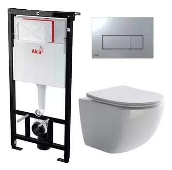 Комплект 3 в 1 инсталляция AlcaPlast + Унитаз подвесной Ceramica Nova Forma CN3009 + кнопка хром