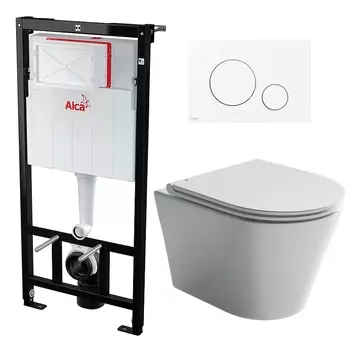 Комплект 3 в 1 инсталляция AlcaPlast + Унитаз подвесной Ceramica Nova Forma CN3011+ кнопка белая