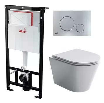 Комплект 3 в 1 инсталляция AlcaPlast + Унитаз подвесной Ceramica Nova Forma CN3011 + кнопка хром