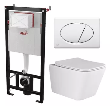 Комплект 3 в 1 инсталляция AlcaPlast + Унитаз подвесной Ceramica Nova Metric Rimless CN3007 + кнопка белая